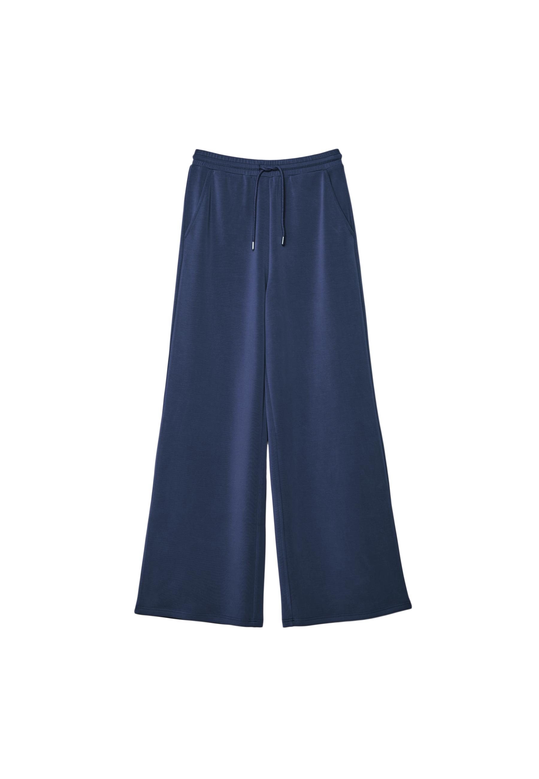 Soft-touch palazzo joggers — Dark blue (alternate view)