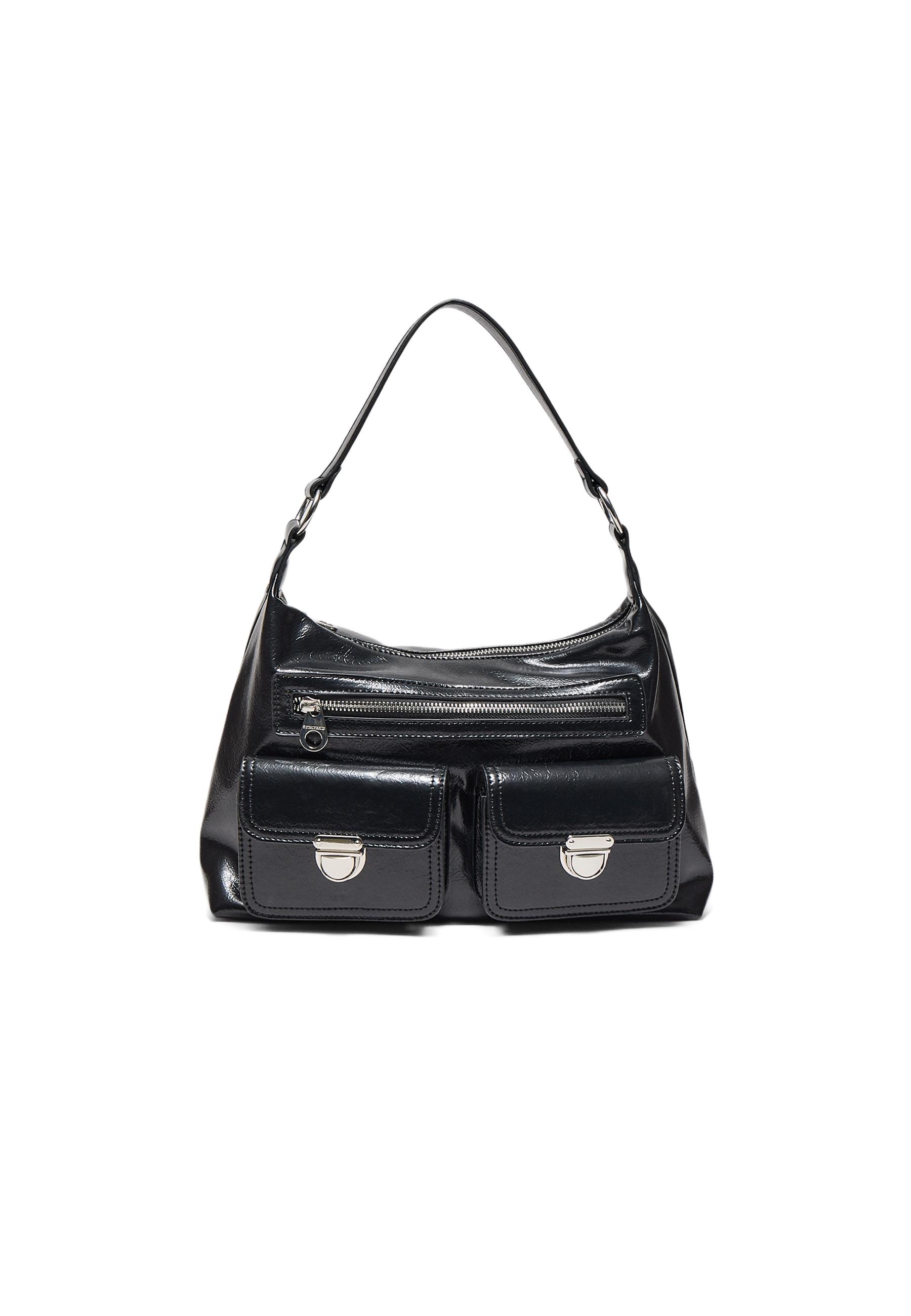 Shoulder bag with pockets — Black