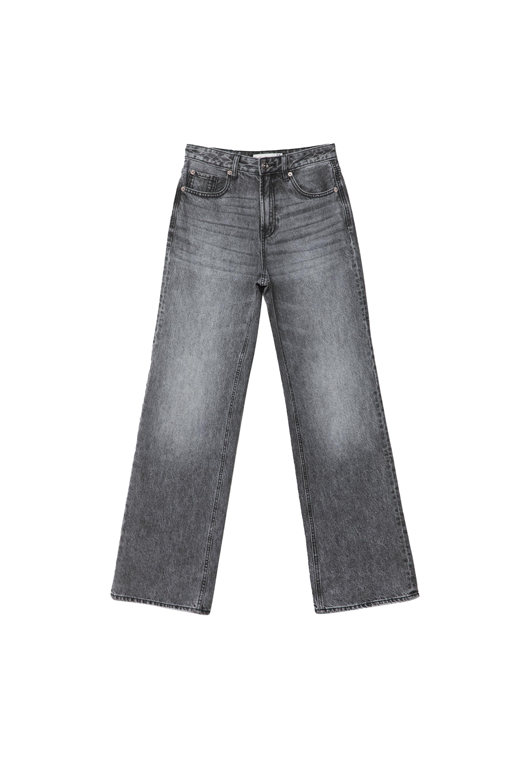 D92 Ripped straight wide-leg jeans — DARK GREY DENIM WASH