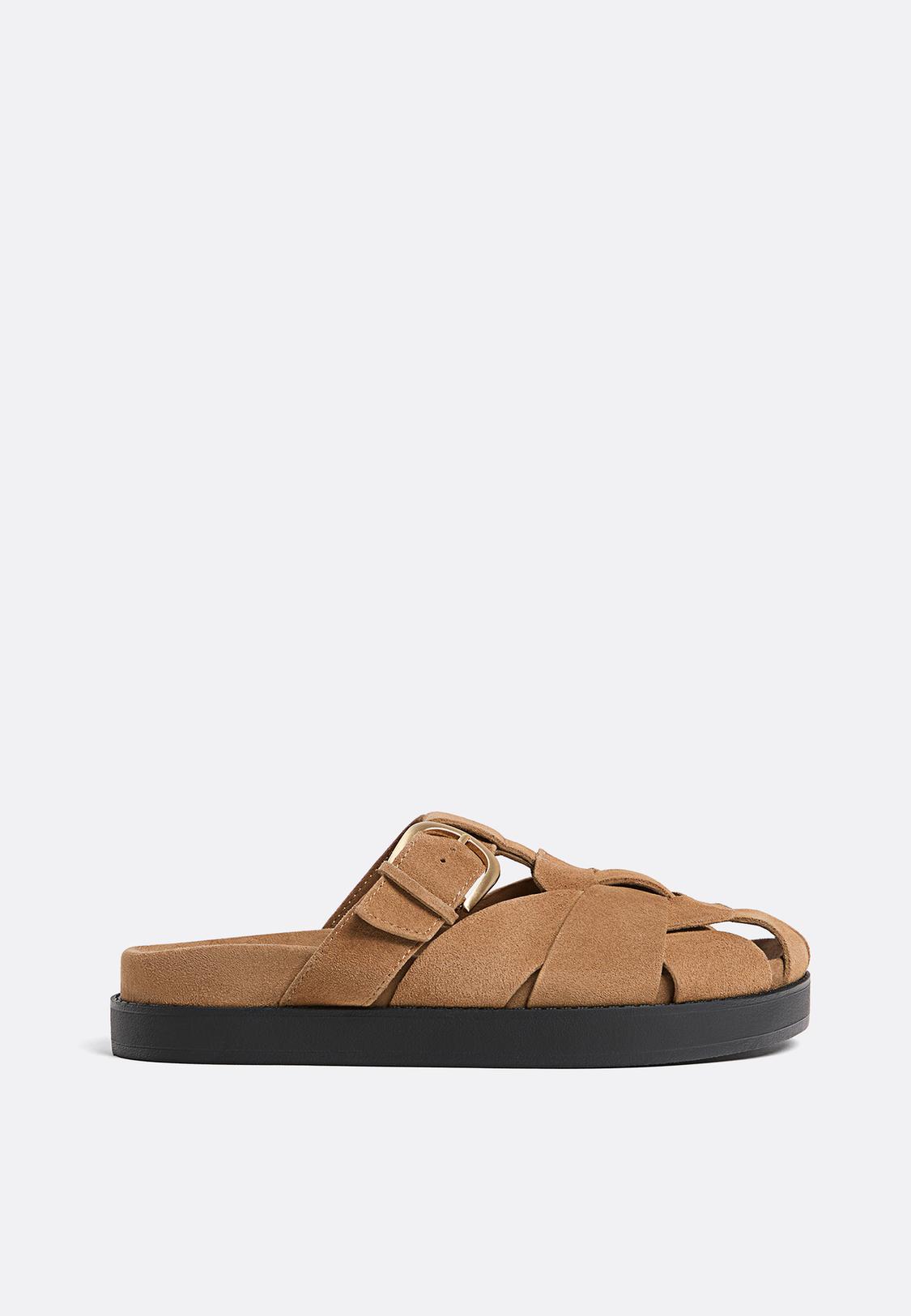 Leather cage sandals Women's fashion Stradivarius Jordan
