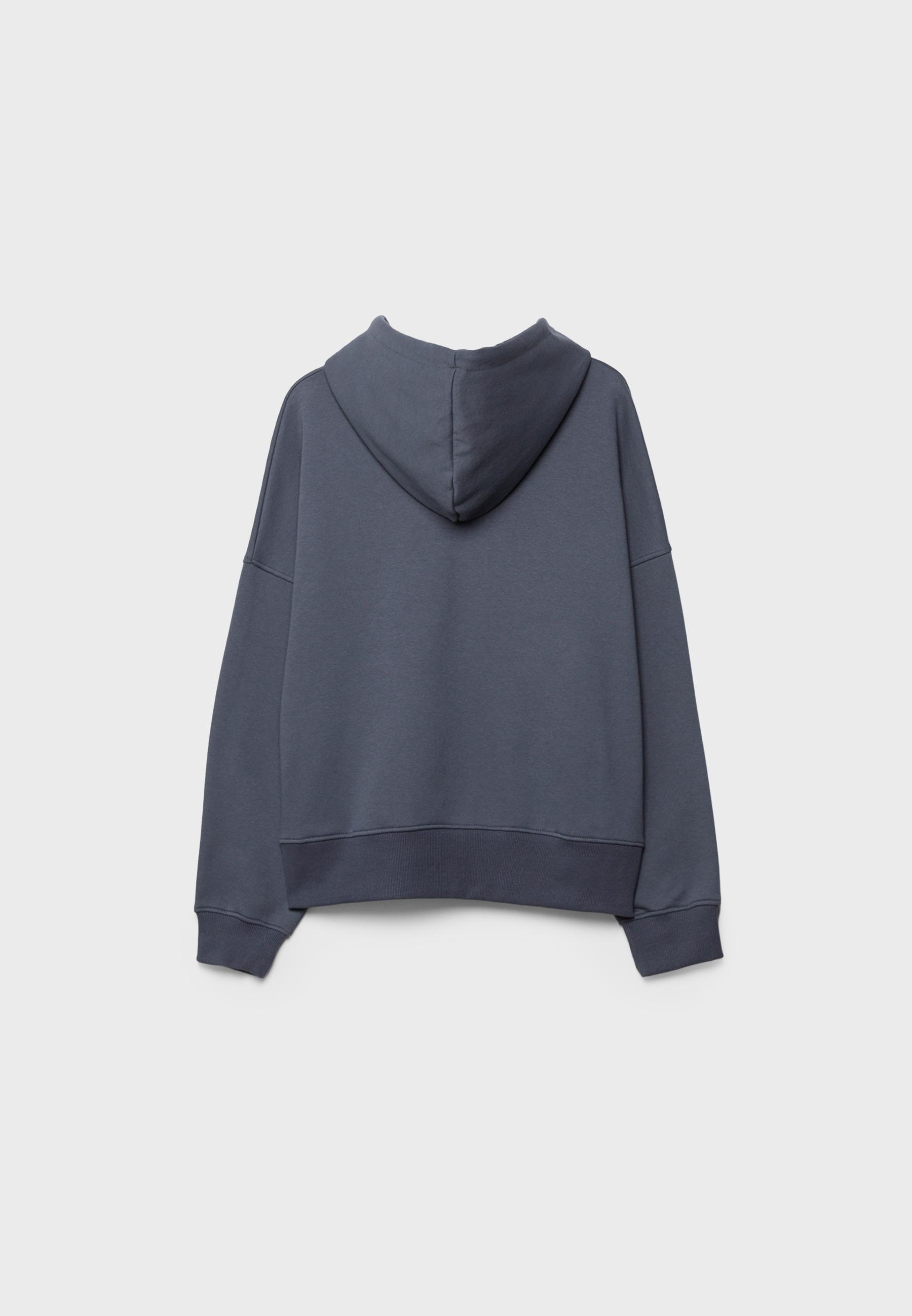 Studded Embroidered Hooded Sweatshirt — Dark grey