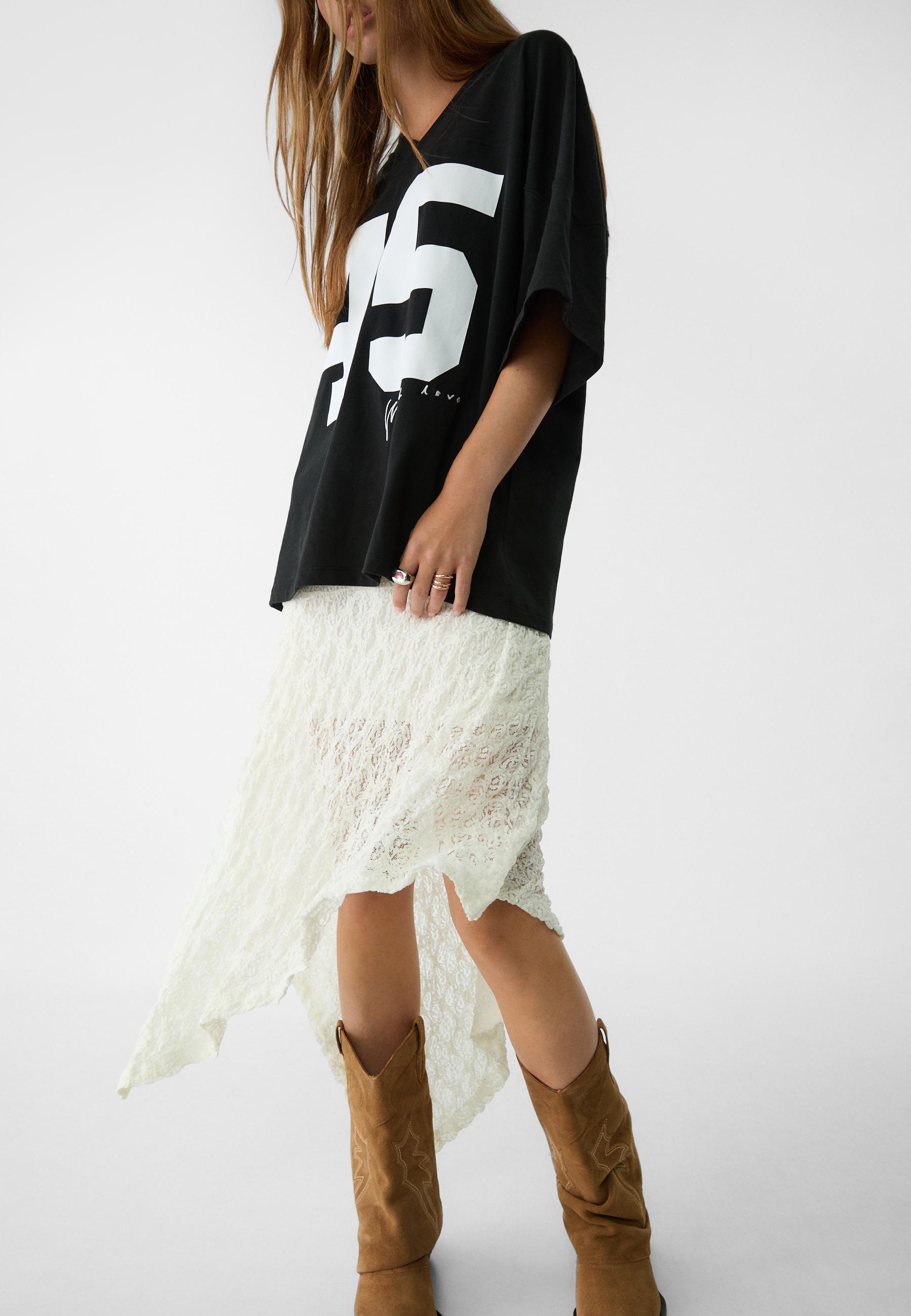 Asymmetric lace skirt