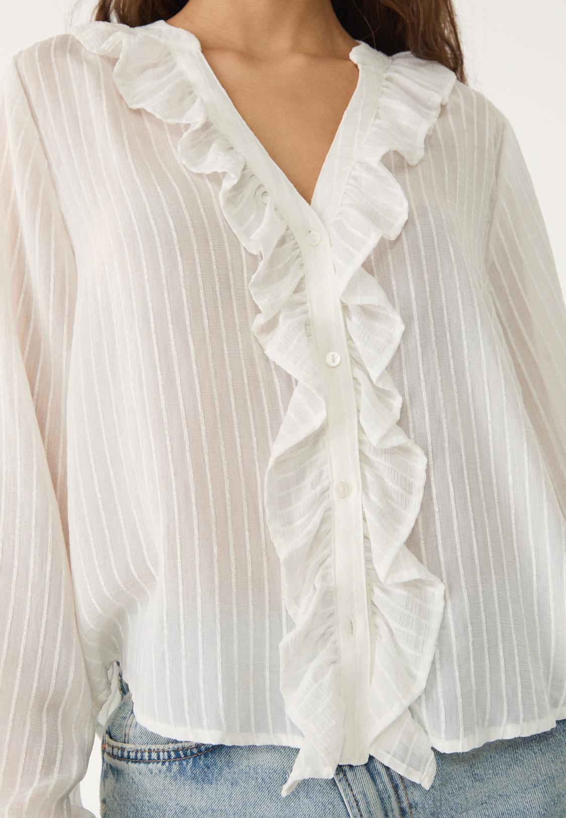 Camisa Blusas Fluidas Camisa Fluida Volantes Stradivarius España