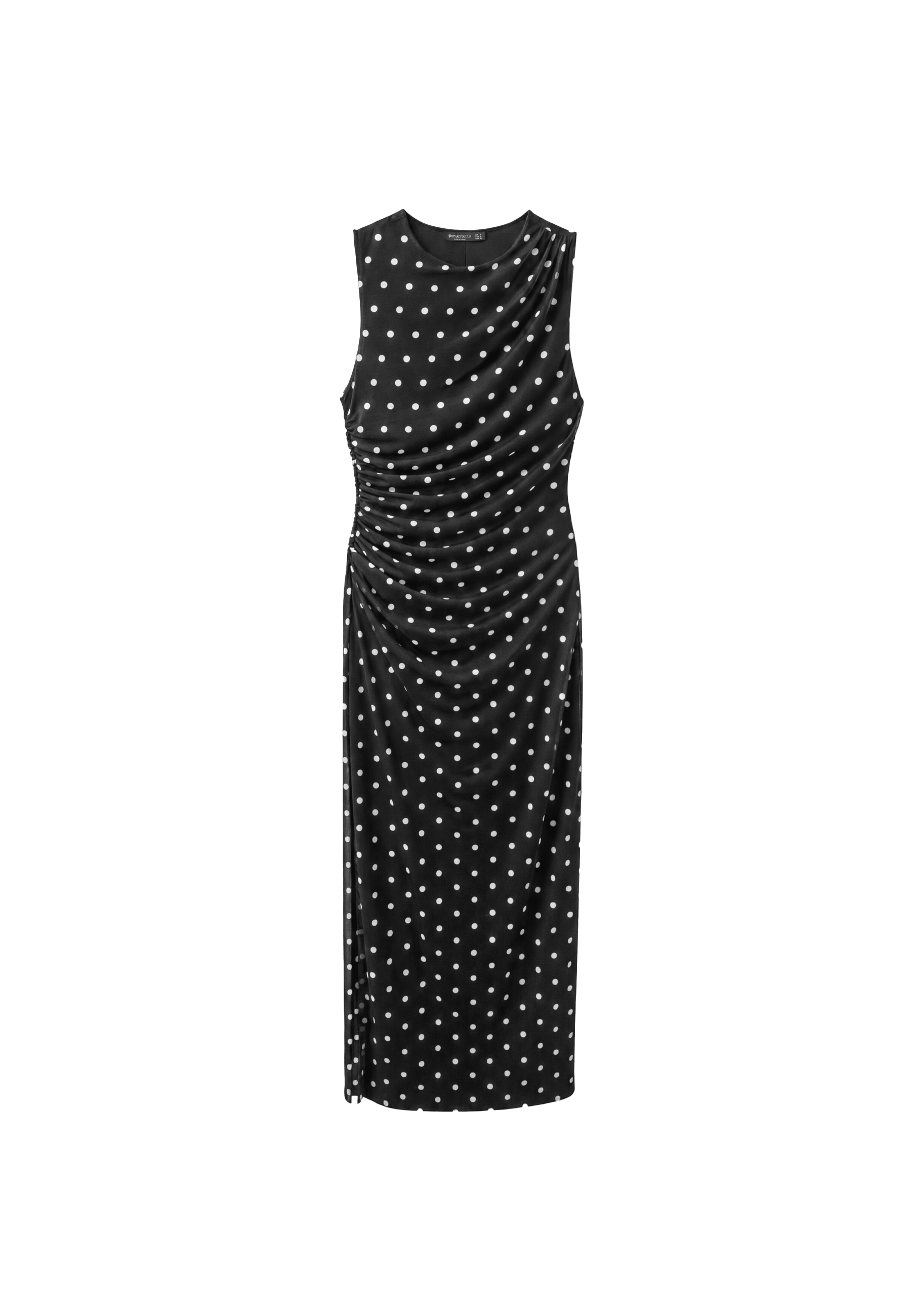 Stradivarius Puantiye desenli midi elbise