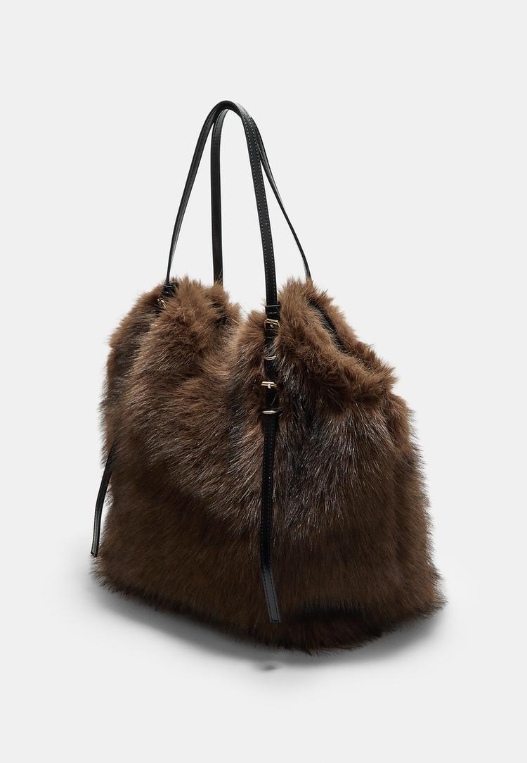 faux fur tote bag
