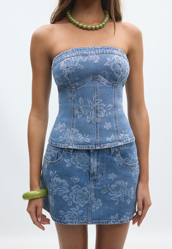 top bustier corset en jean