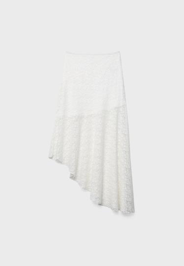 Asimetrik dantel midi etek - Görsel 4