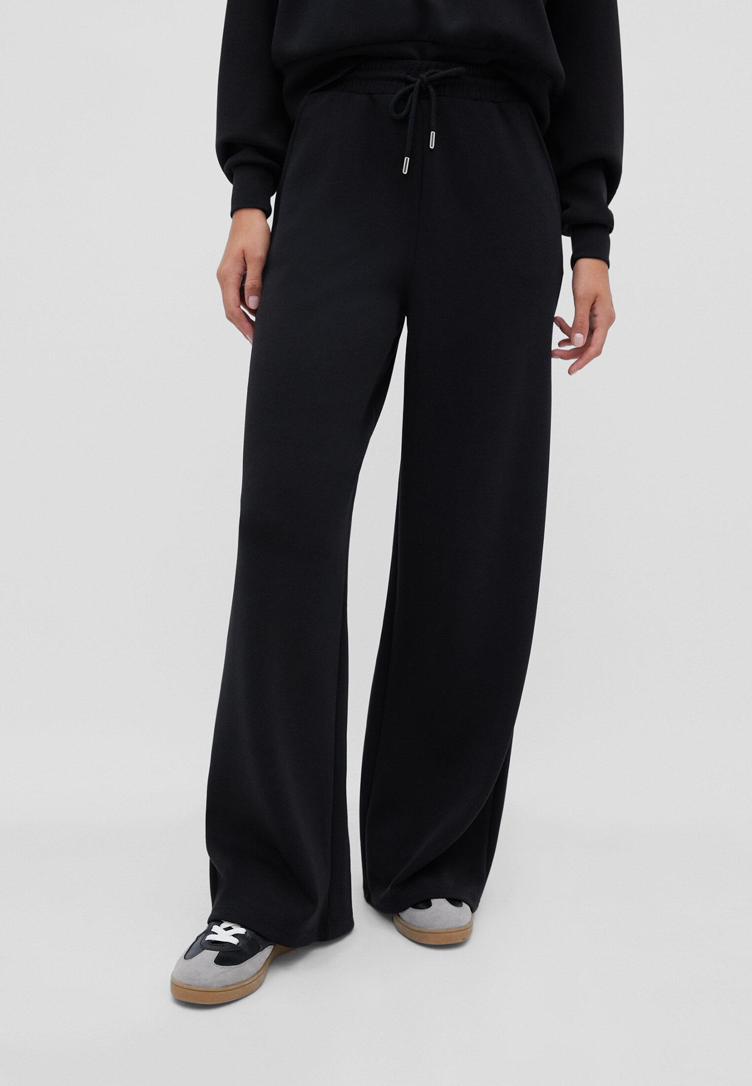 Stradivarius Παντελόνι Jogger Palazzo Με Απαλή Υφή Μαύρο M