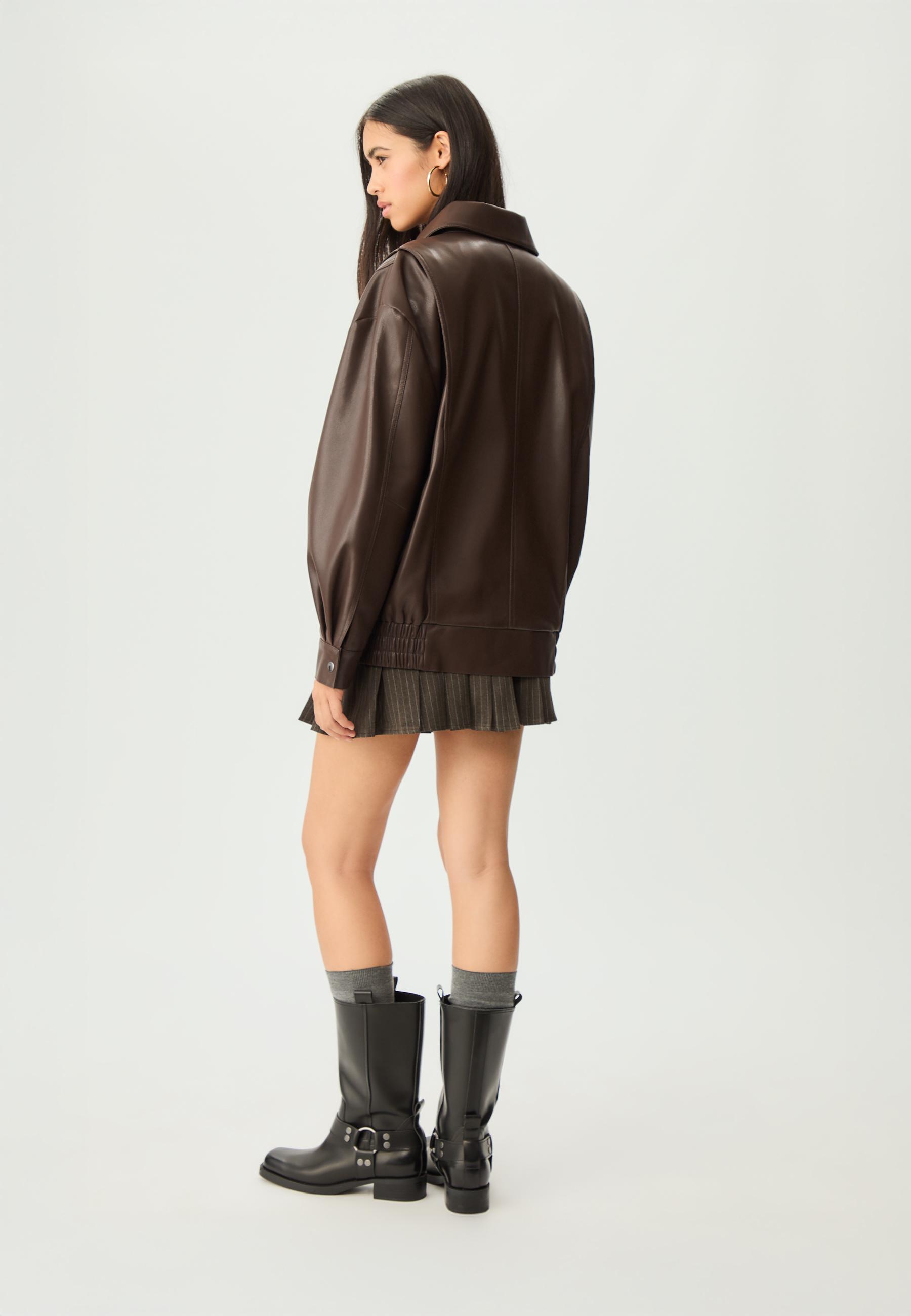 Oversize faux leather jacket - Women's fashion