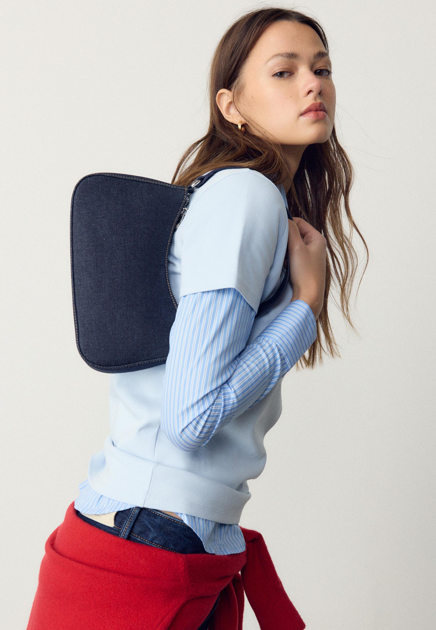 Denim half-moon shoulder bag — MEDIUM BLUE DENIM
