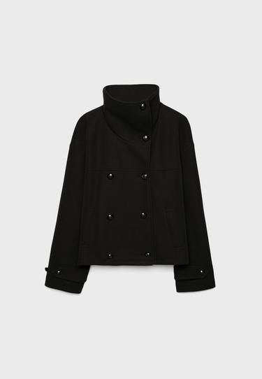 Soft-touch crossover high neck jacket — Black 8