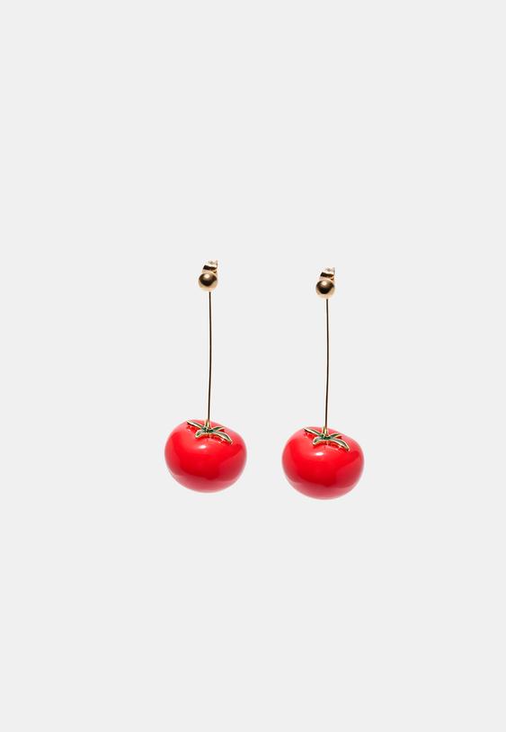 Stradivarius Tomato Earrings Red Os