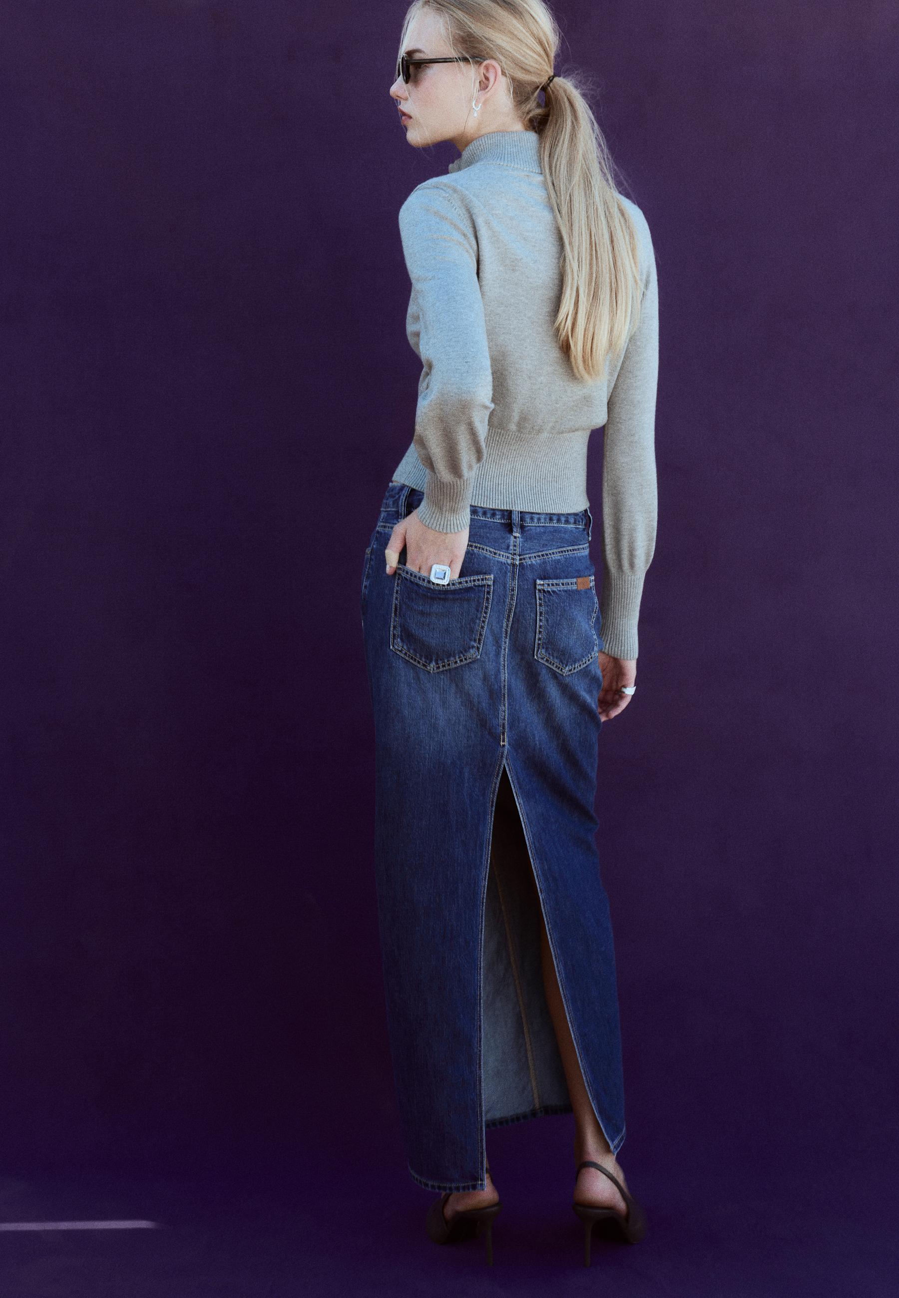 Stradivarius Uzun denim etek