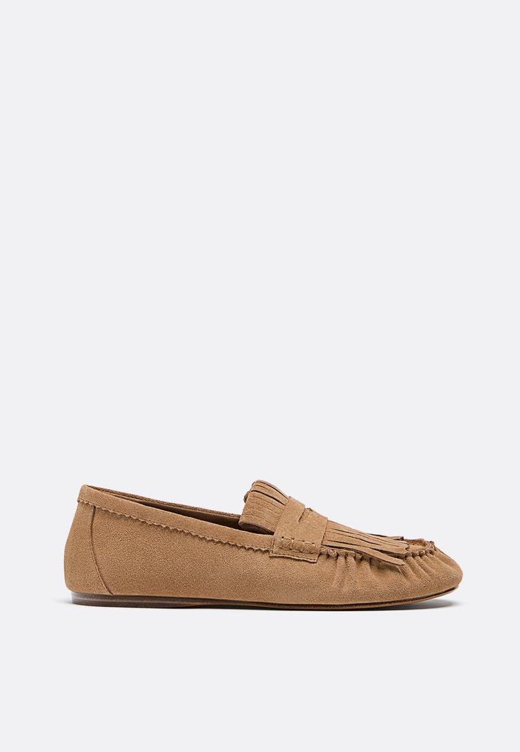 mocasines flecos piel