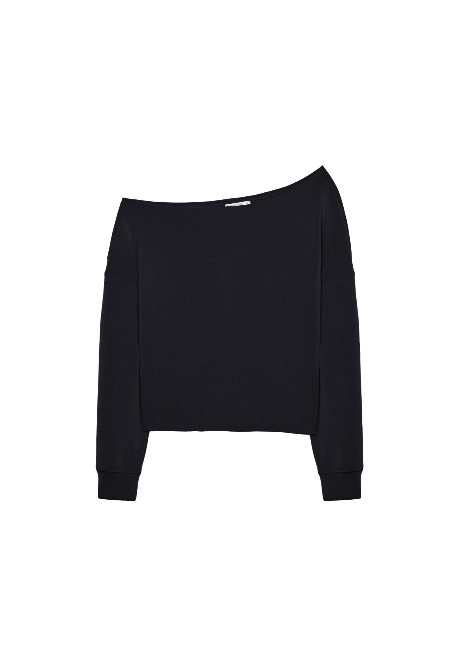 Soft-touch off-the-shoulder sweatshirt — Black