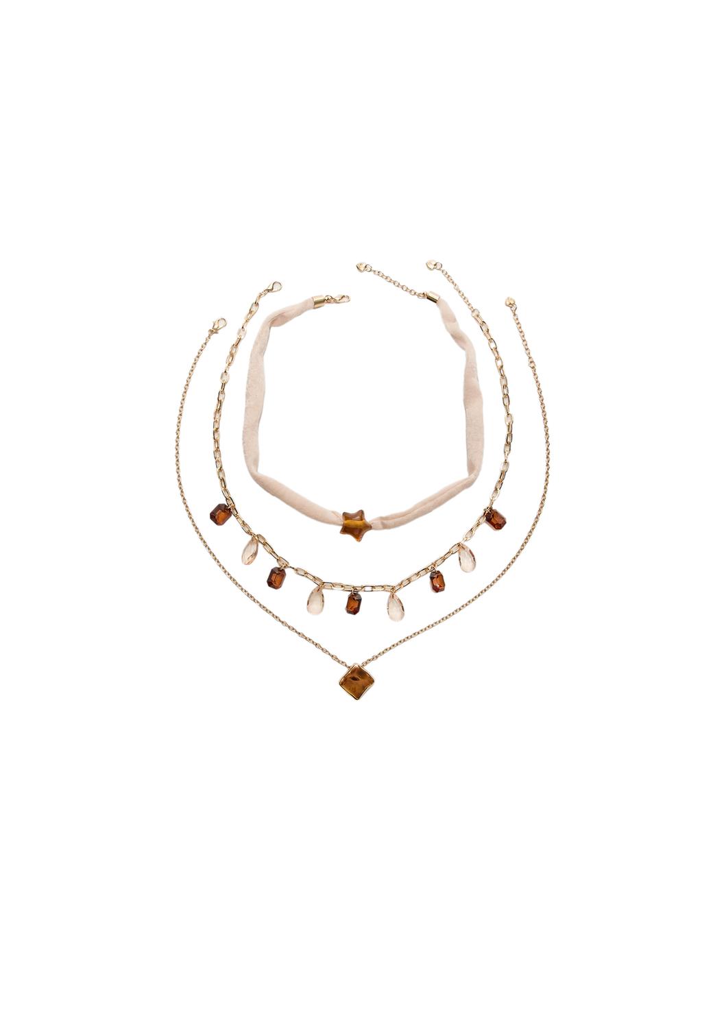 Set 3 collares cordón y abalorios