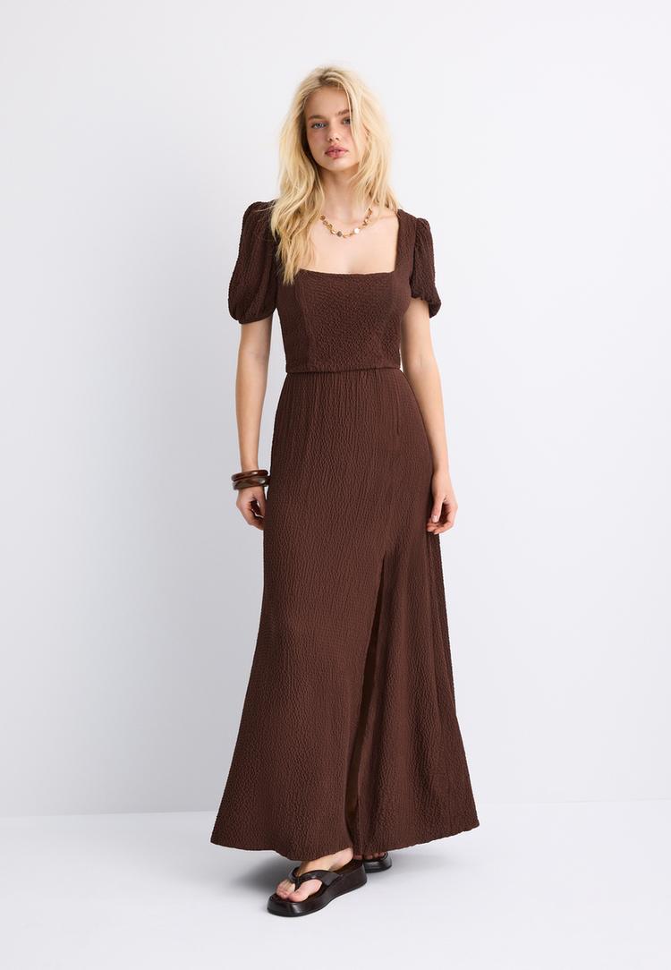 vestito lungo fluido schiena incrociata