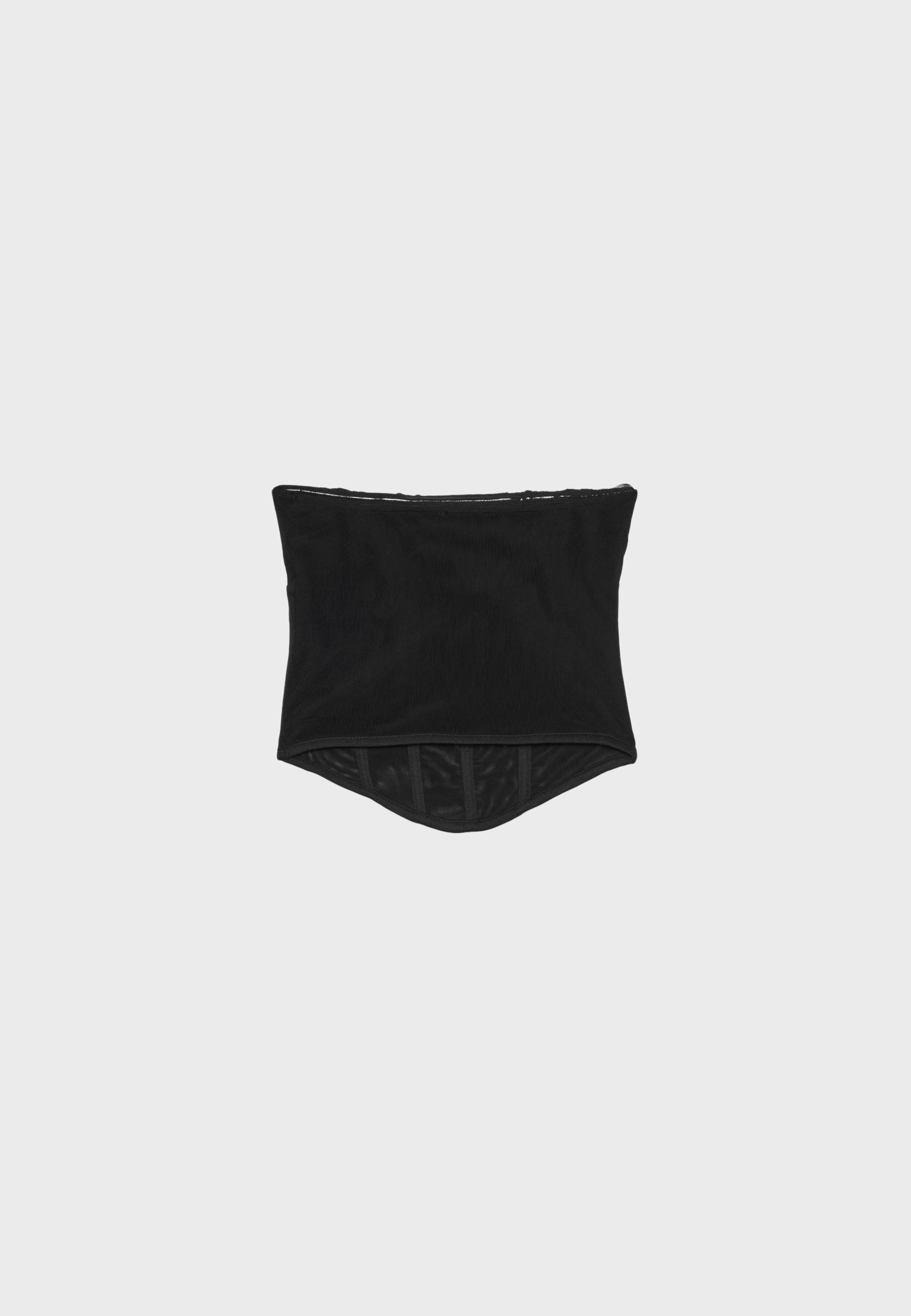 Mesh bodice bandeau top — Black