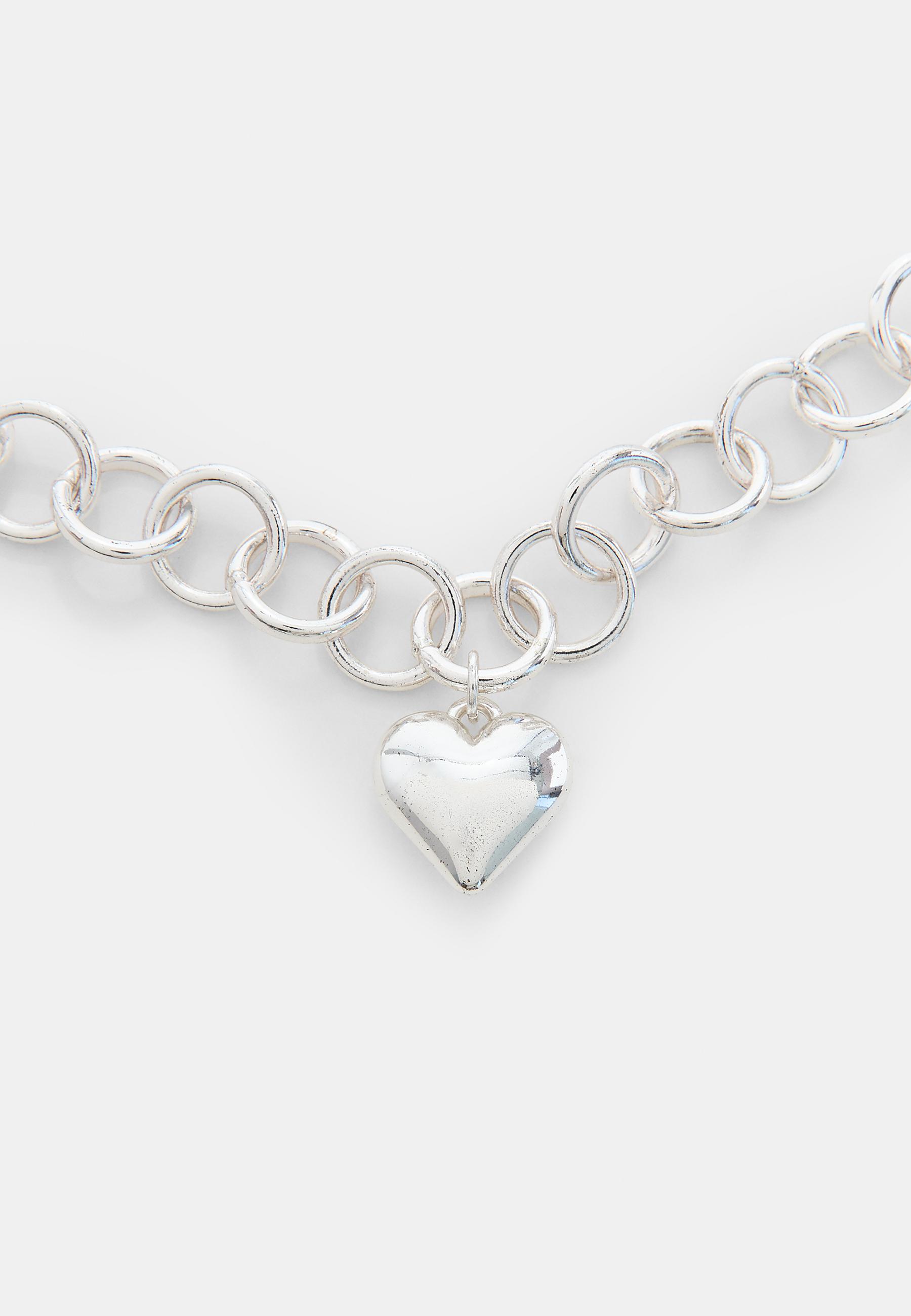 Heart chain necklace — Grey