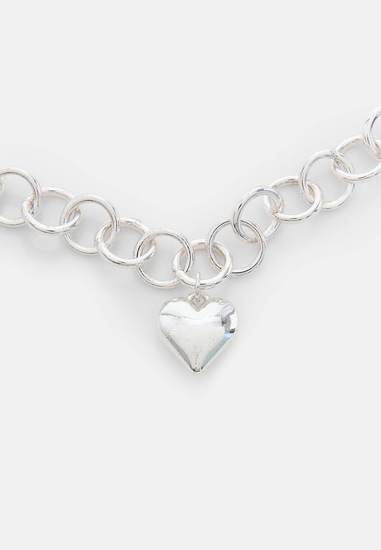 Heart chain necklace — Grey