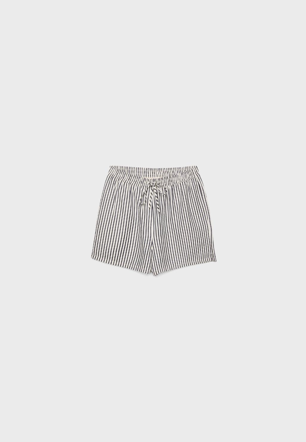 Short à taille élastique à rayures