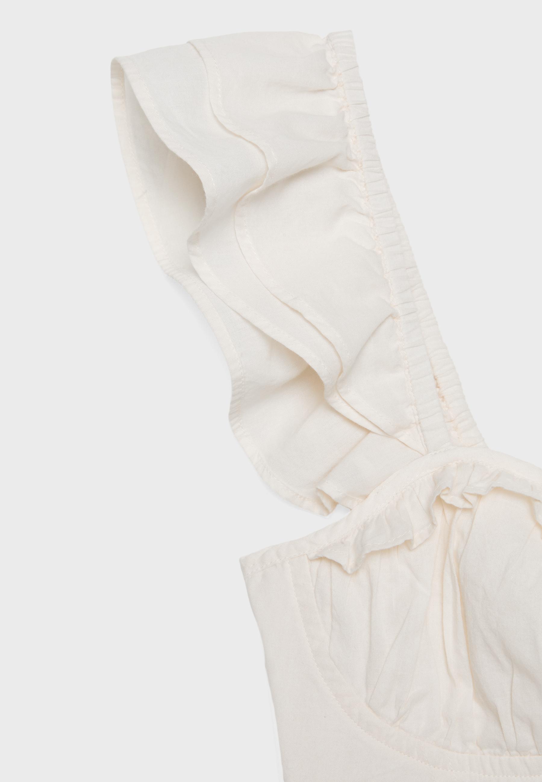 Ruffled corsetry-inspired top — Ecru