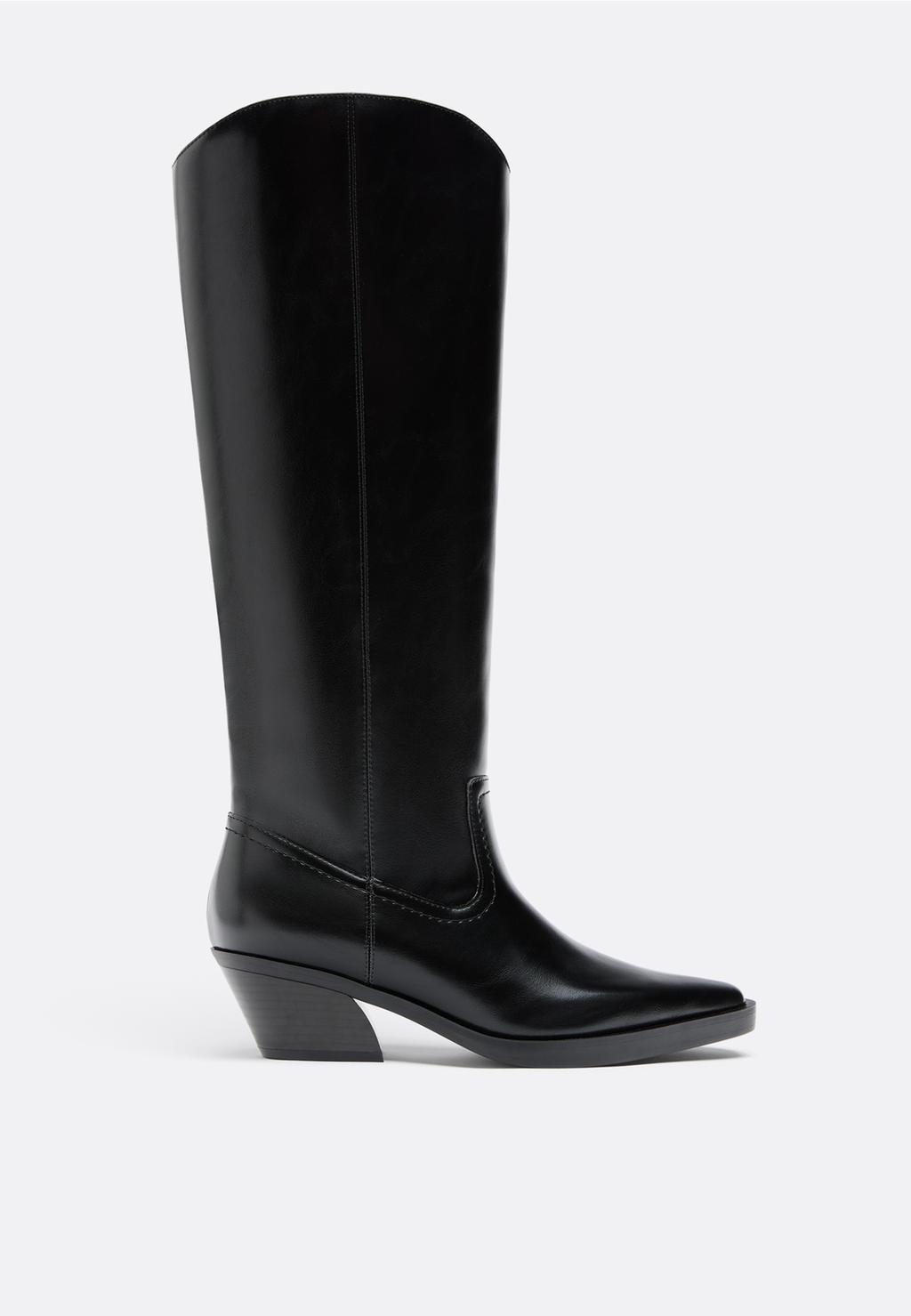 Botas cow caña lisa negras