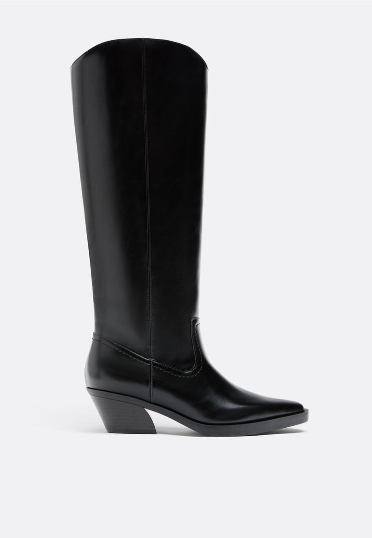 botas cow cana lisa negras