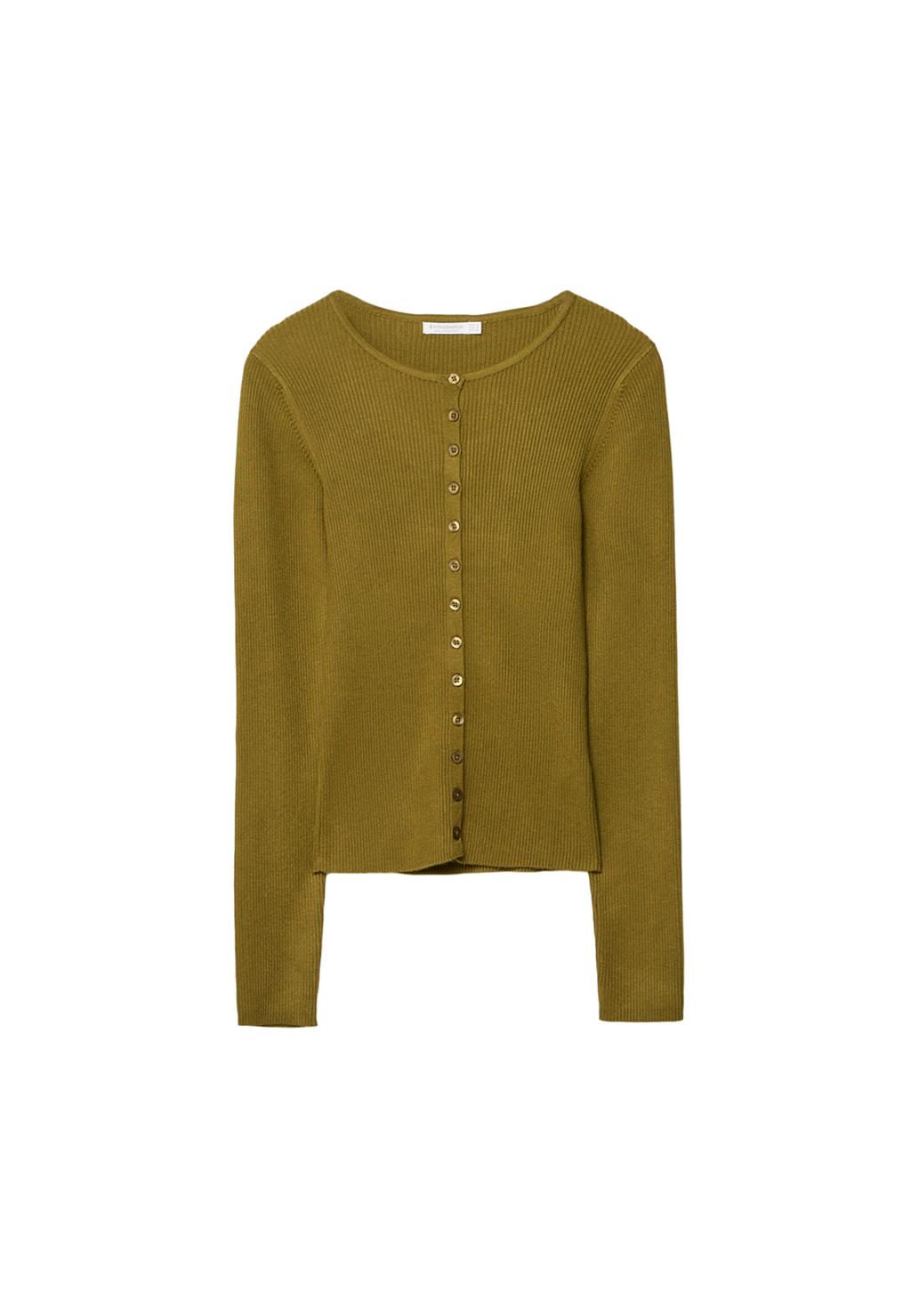 Ribbed knit cardigan with buttons