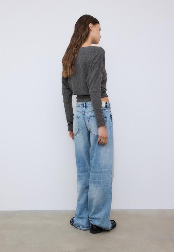 Stradivarius Tricou Cu Ținte Gri Închis L