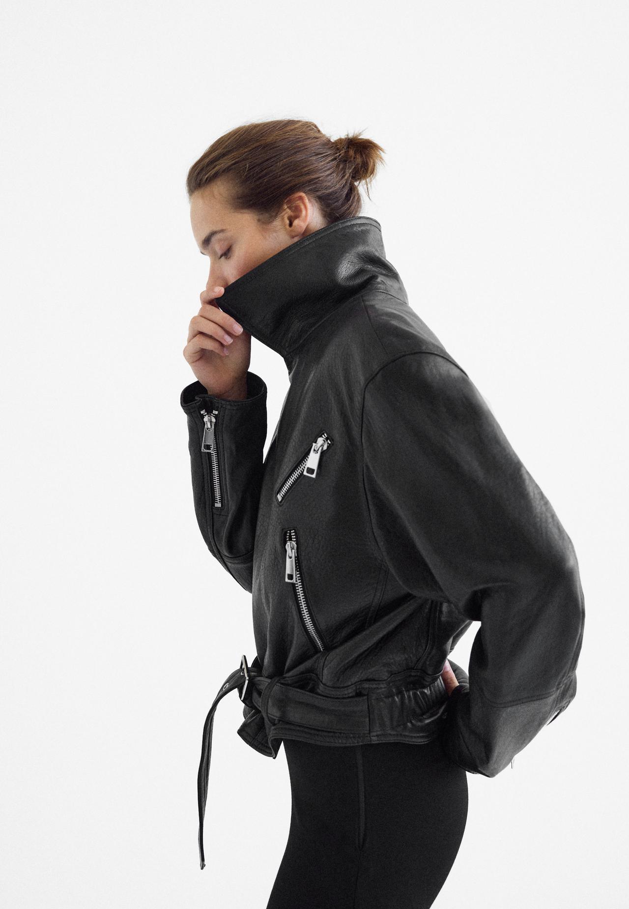 100% leather biker jacket — Black