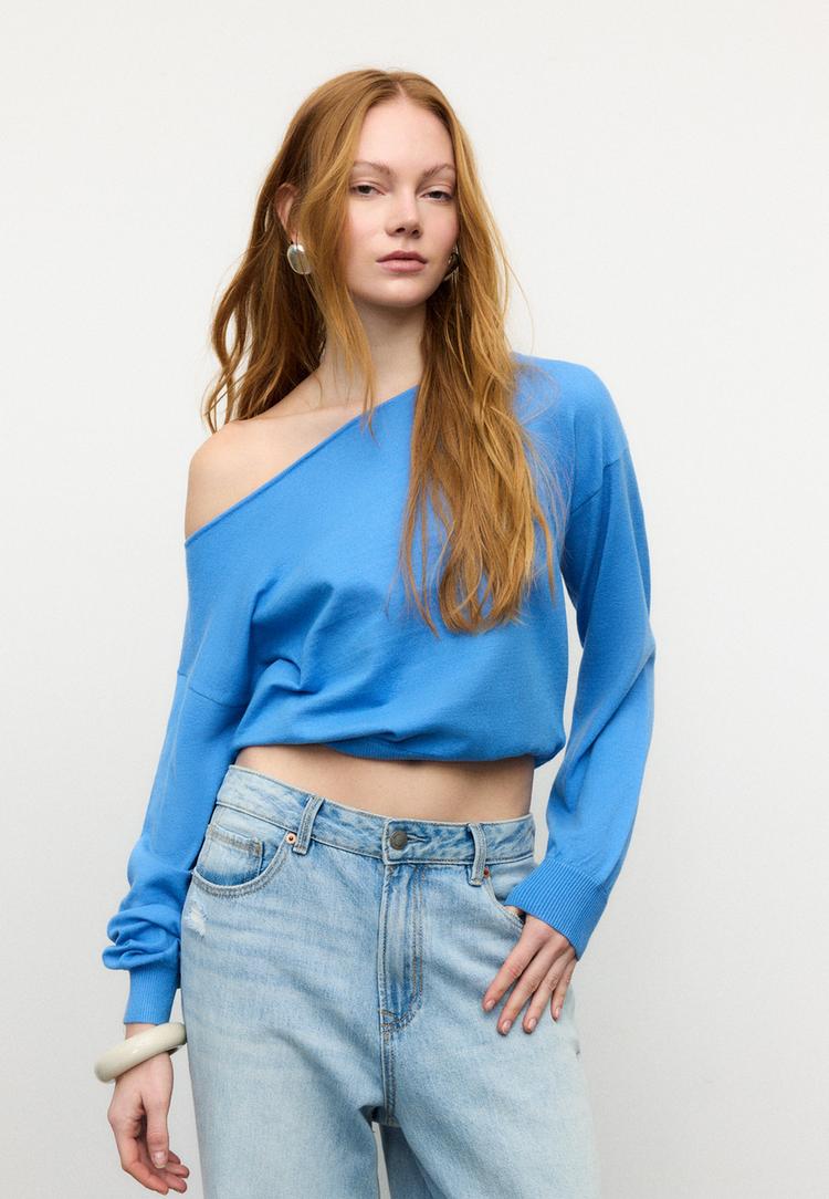 boat neck knit jumper