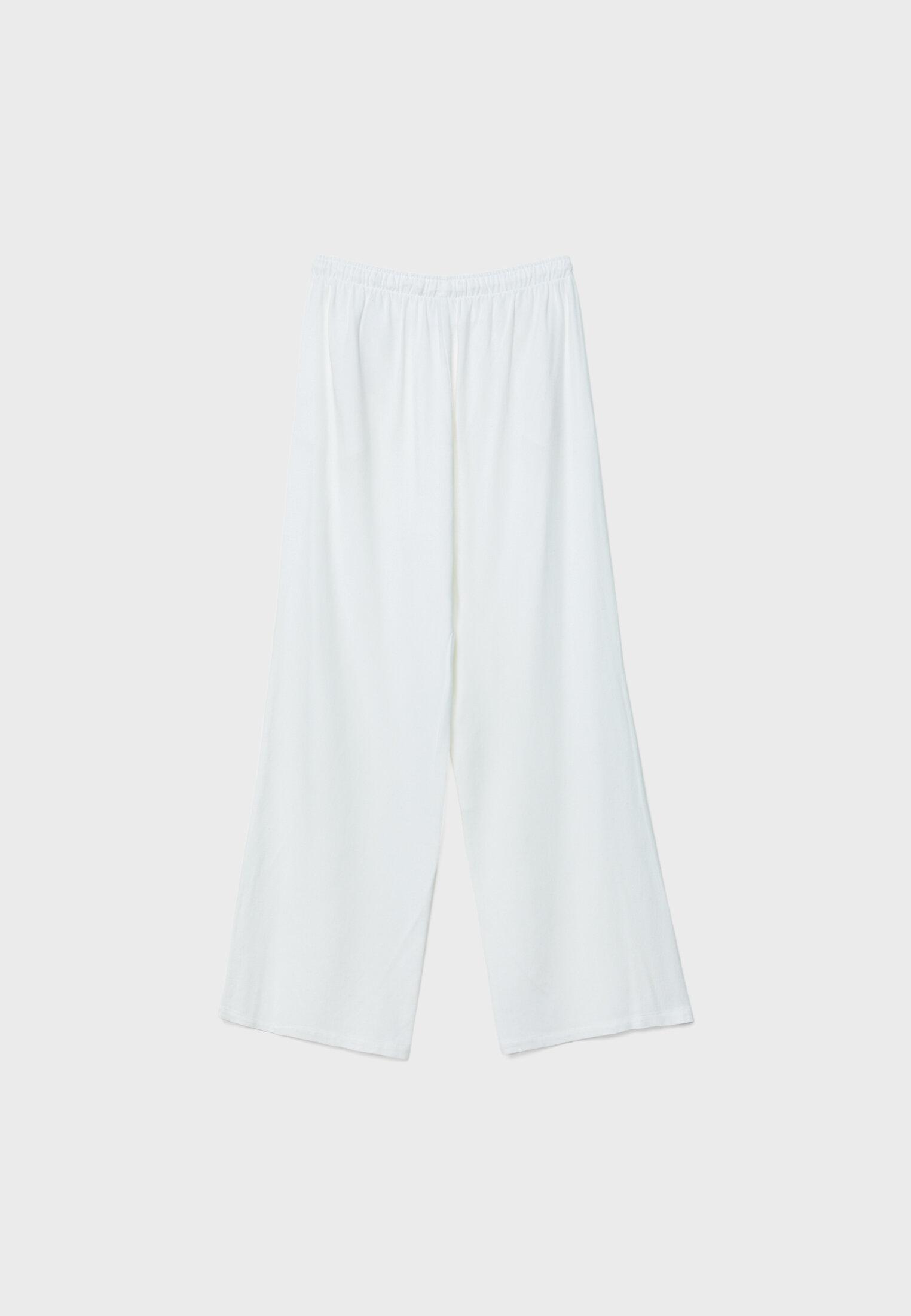 Straight-leg linen-look trousers — Ecru