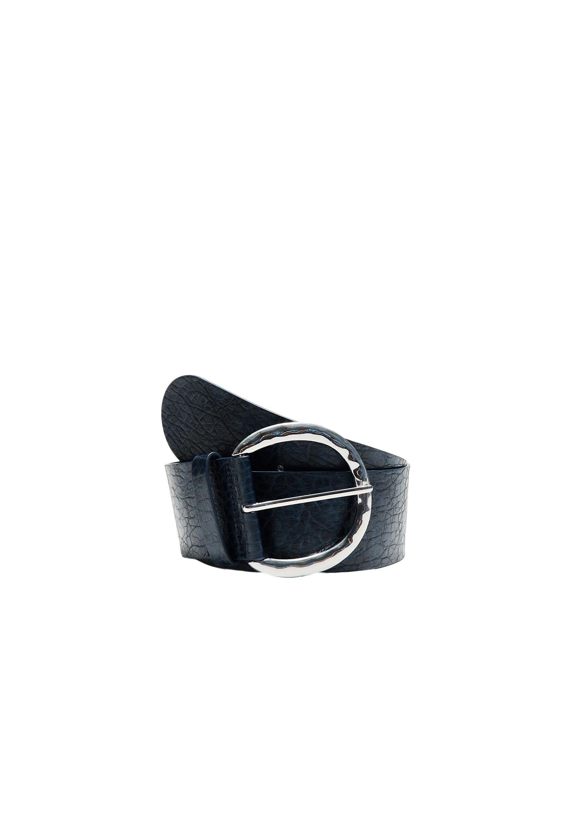 Wide round buckle belt — Electric blue