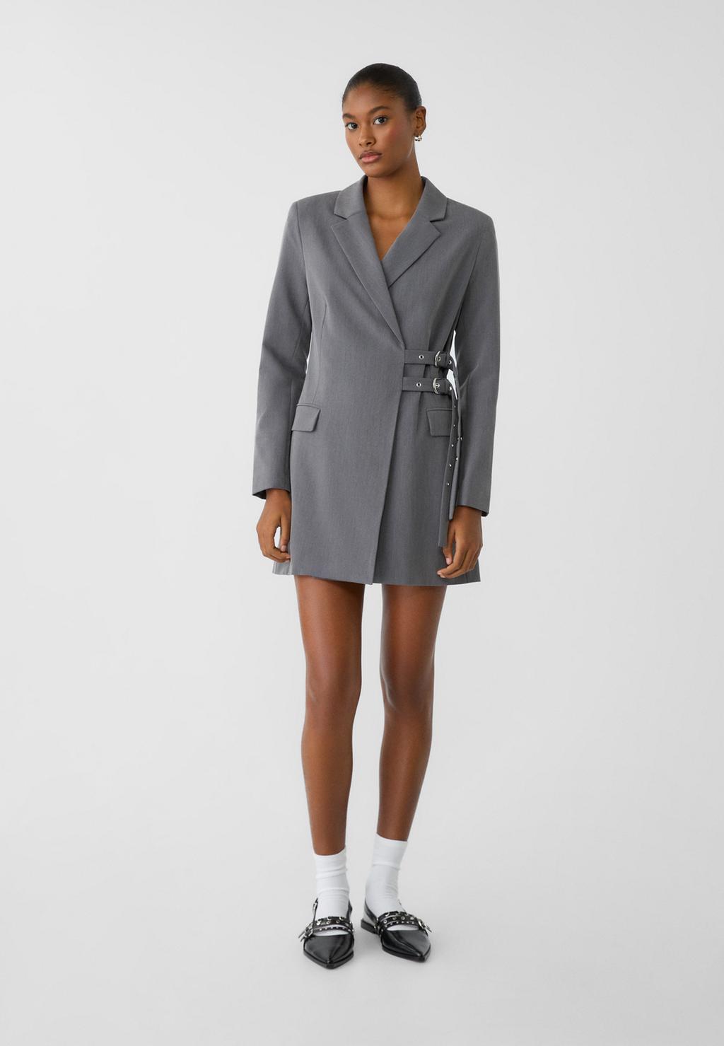 Blazer dress with buckles