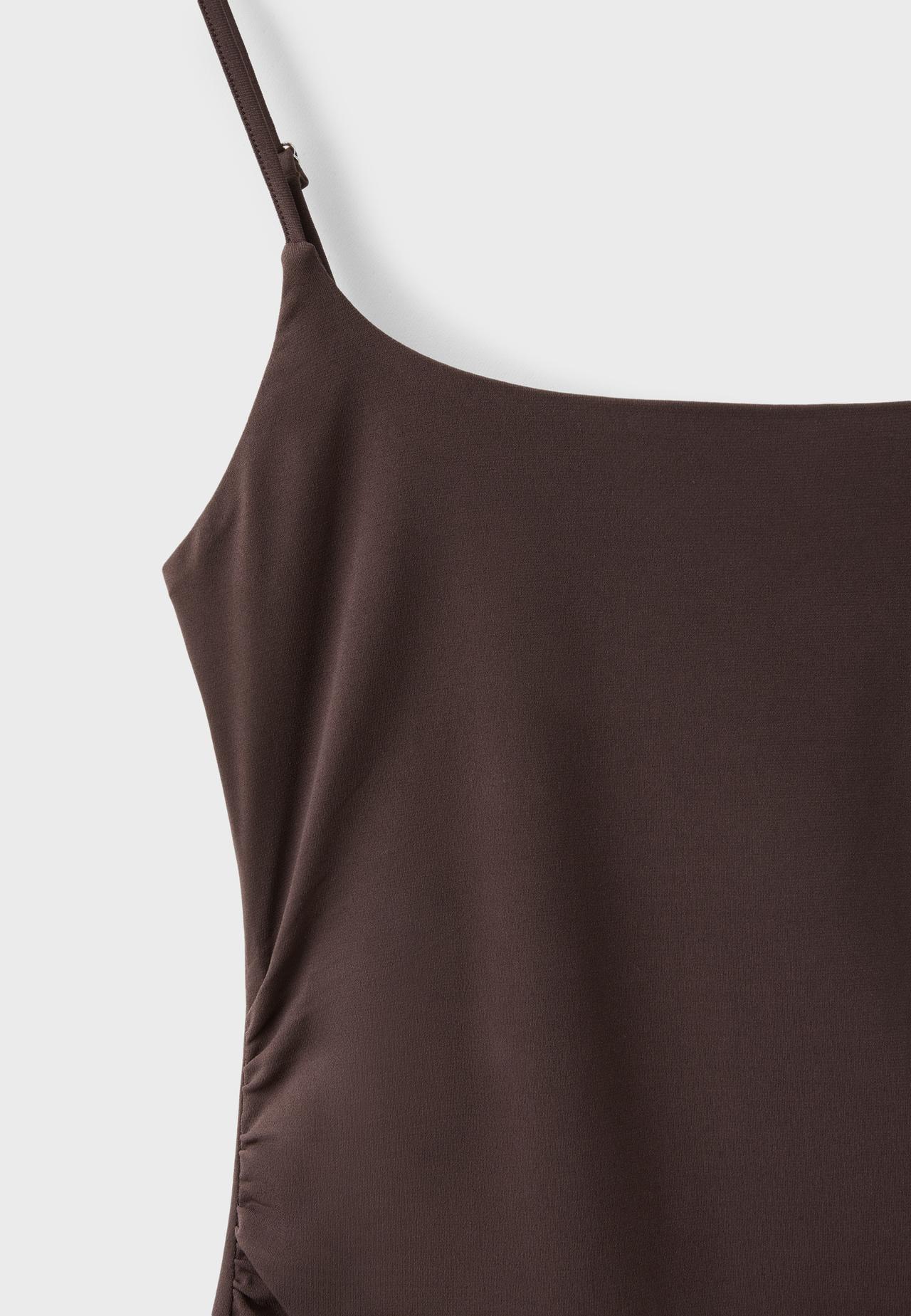 Gathered midi dress — Brown