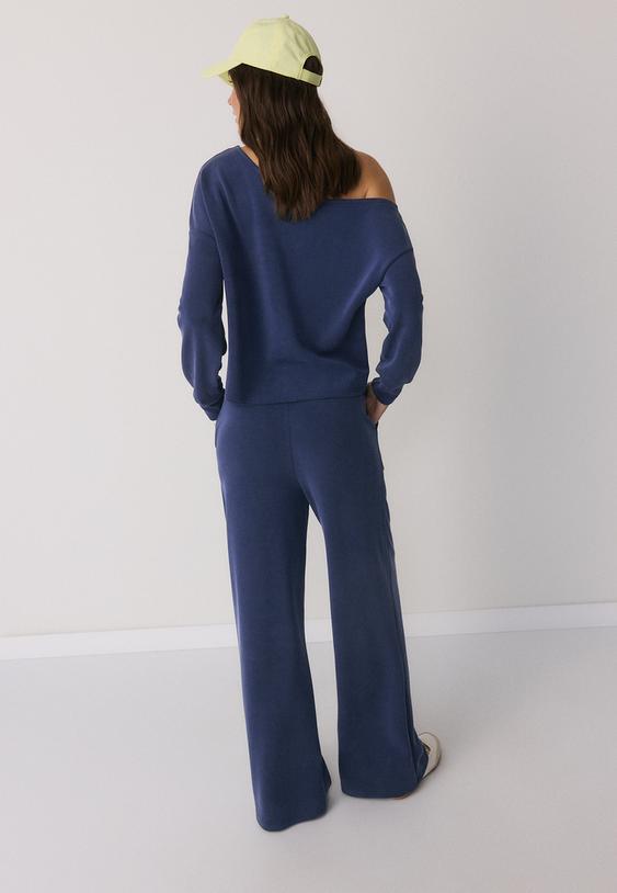 Stradivarius Soft-Touch Palazzo Joggers Dark Blue Xl