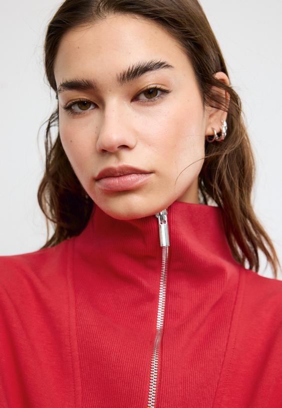 Dik yakalı fermuarlı sweatshirt - Görsel 15