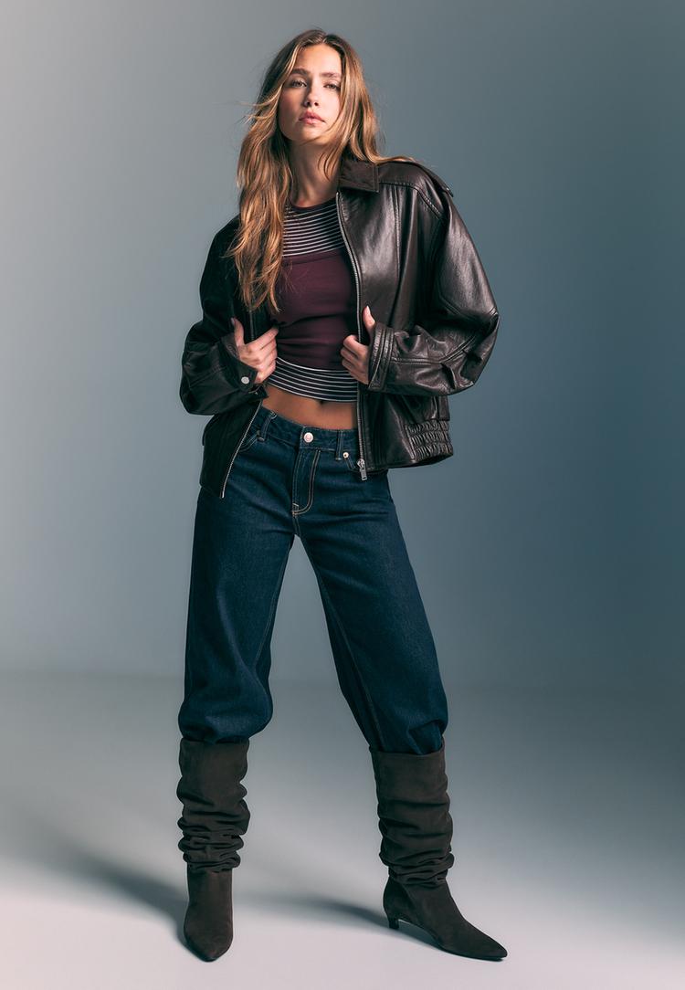 cazadora oversize piel