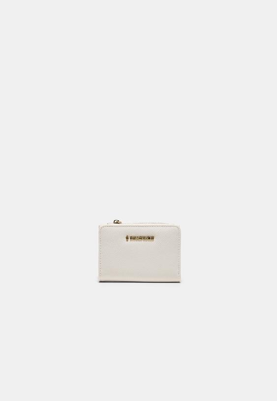 Stradivarius Saffiano Card Holder Purse White Os