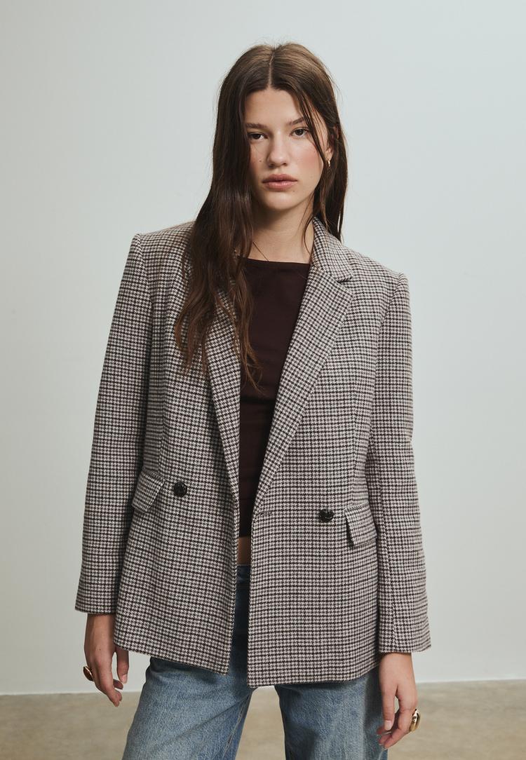 regular blazer met ruiten