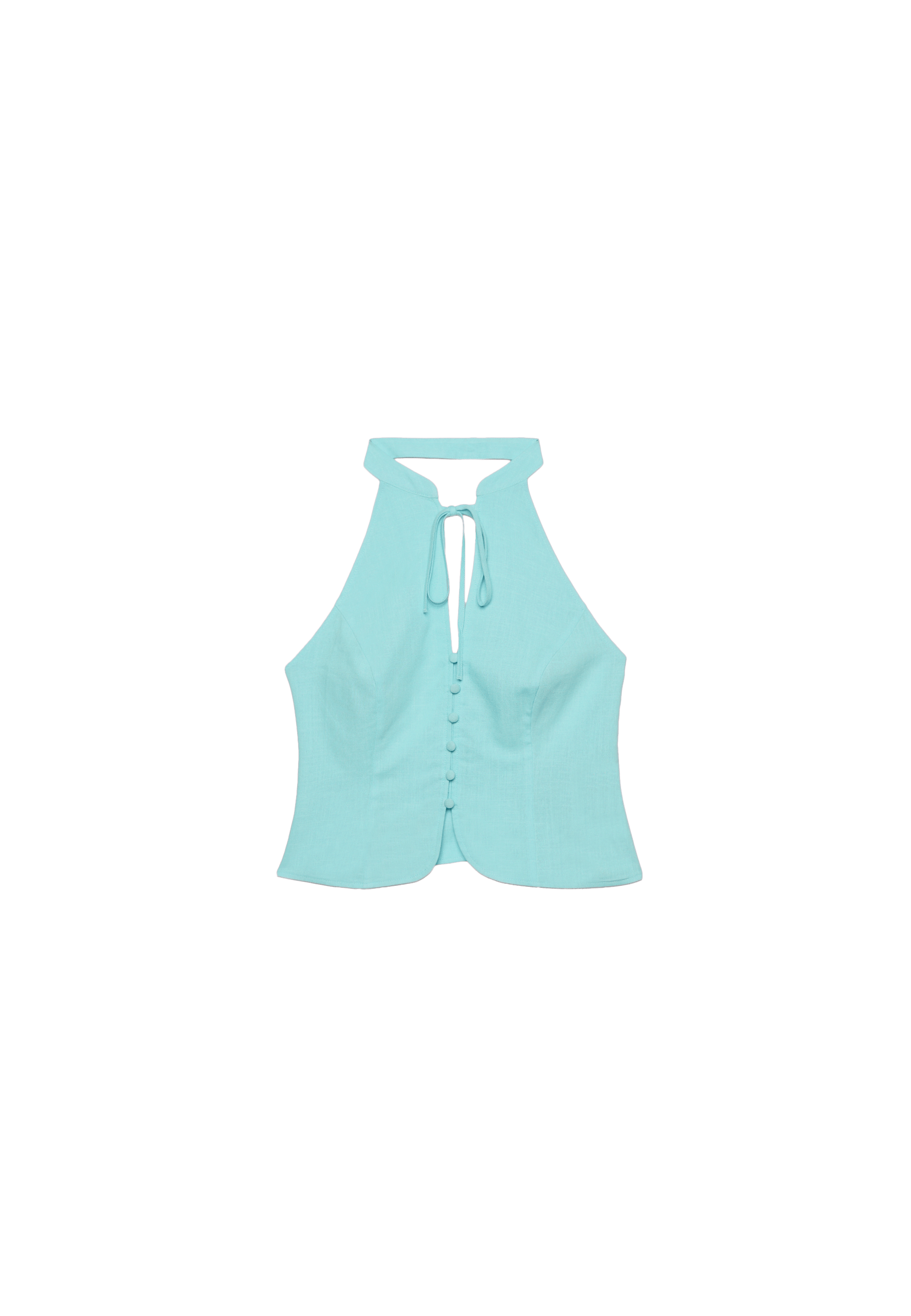 Buttoned halter top — Turquoise