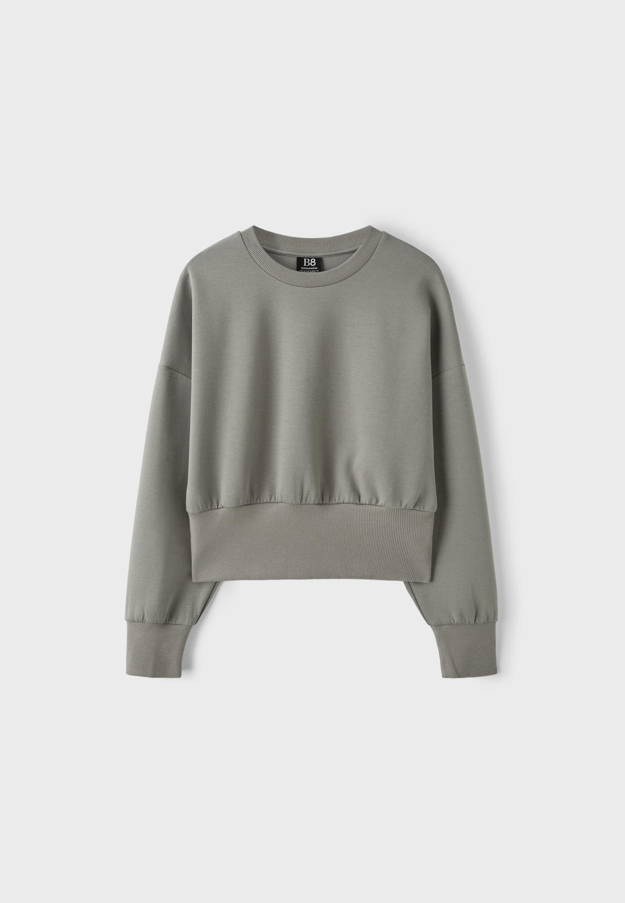 Cropped sweatshirt with waistband — Brown