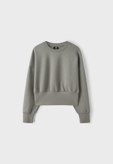 Cropped sweatshirt with waistband — Brown 7