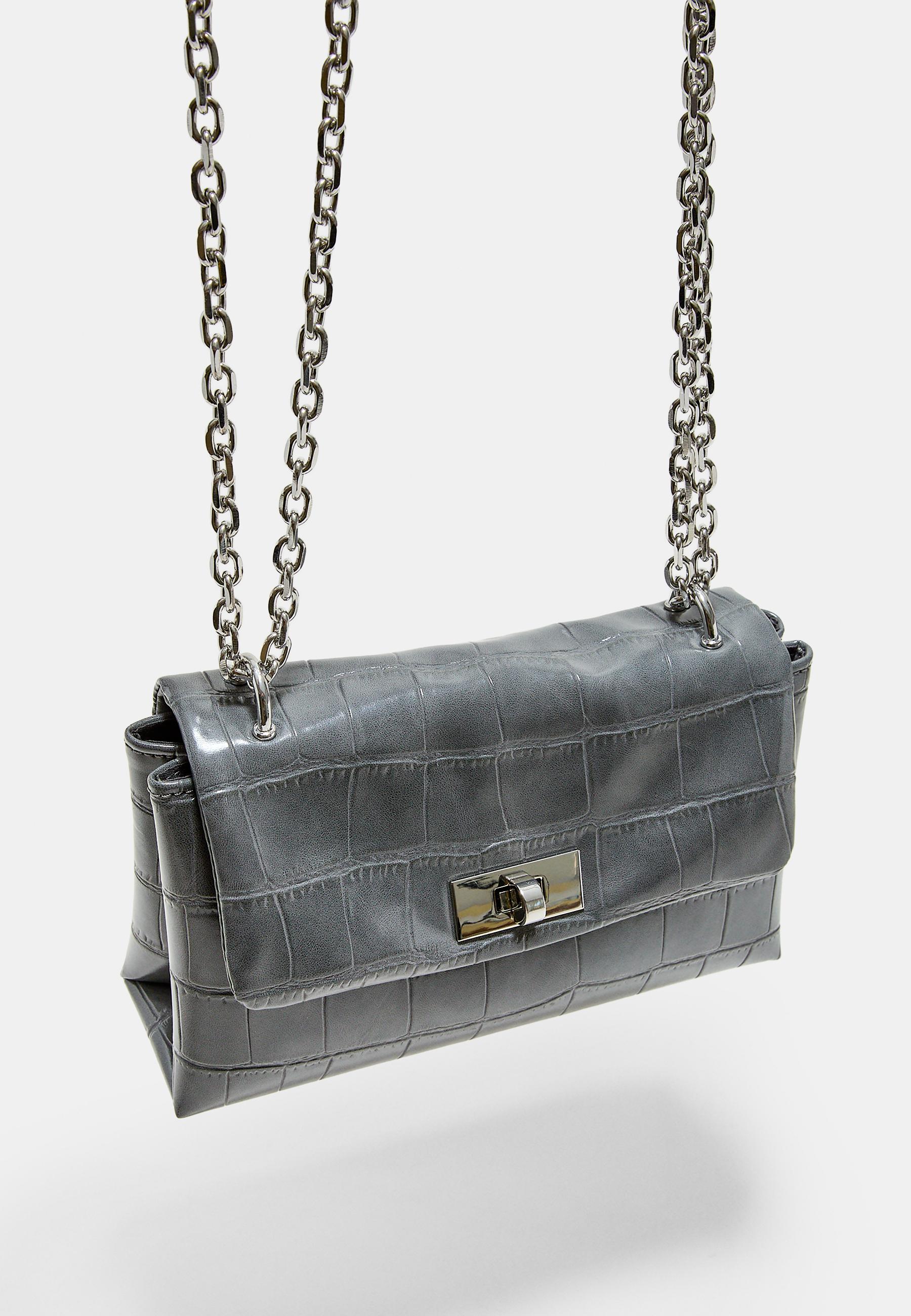 Rigid coconut effect crossbody bag — Dark grey