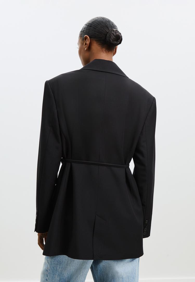 straight fit blazer with belt