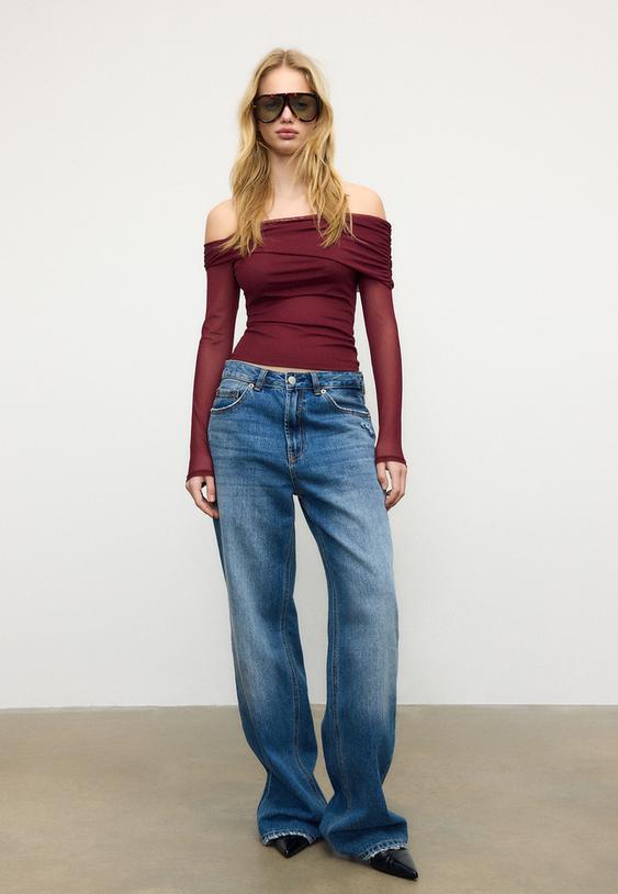 camiseta asimetrica tul