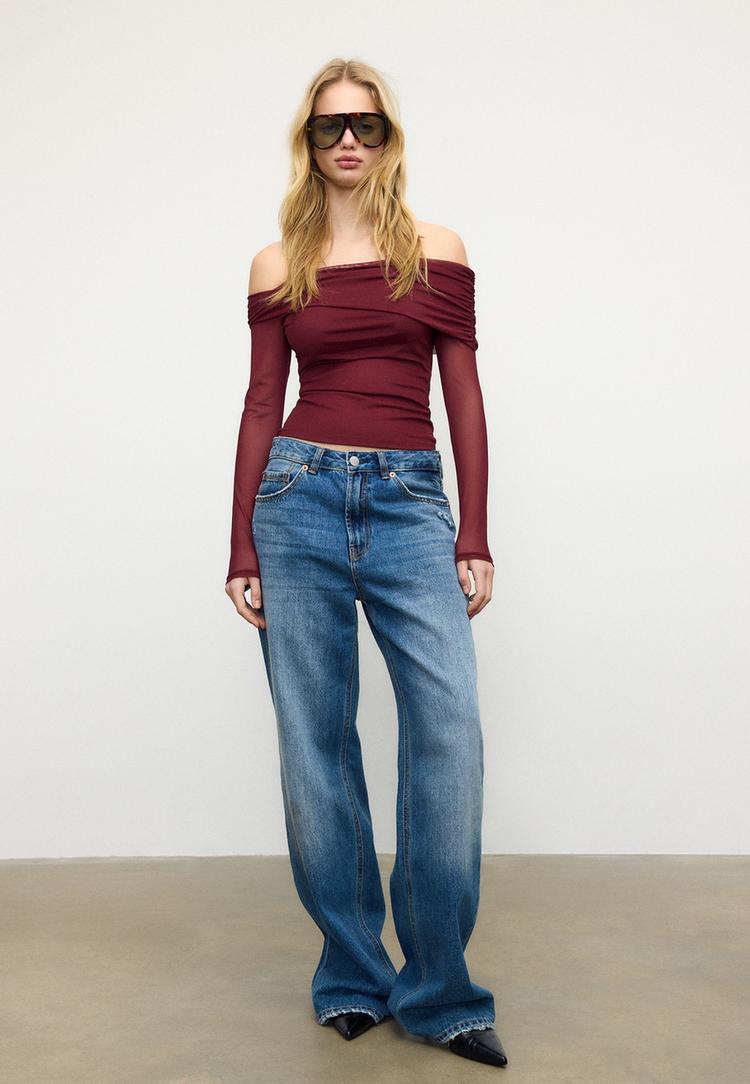 camiseta asimetrica tul