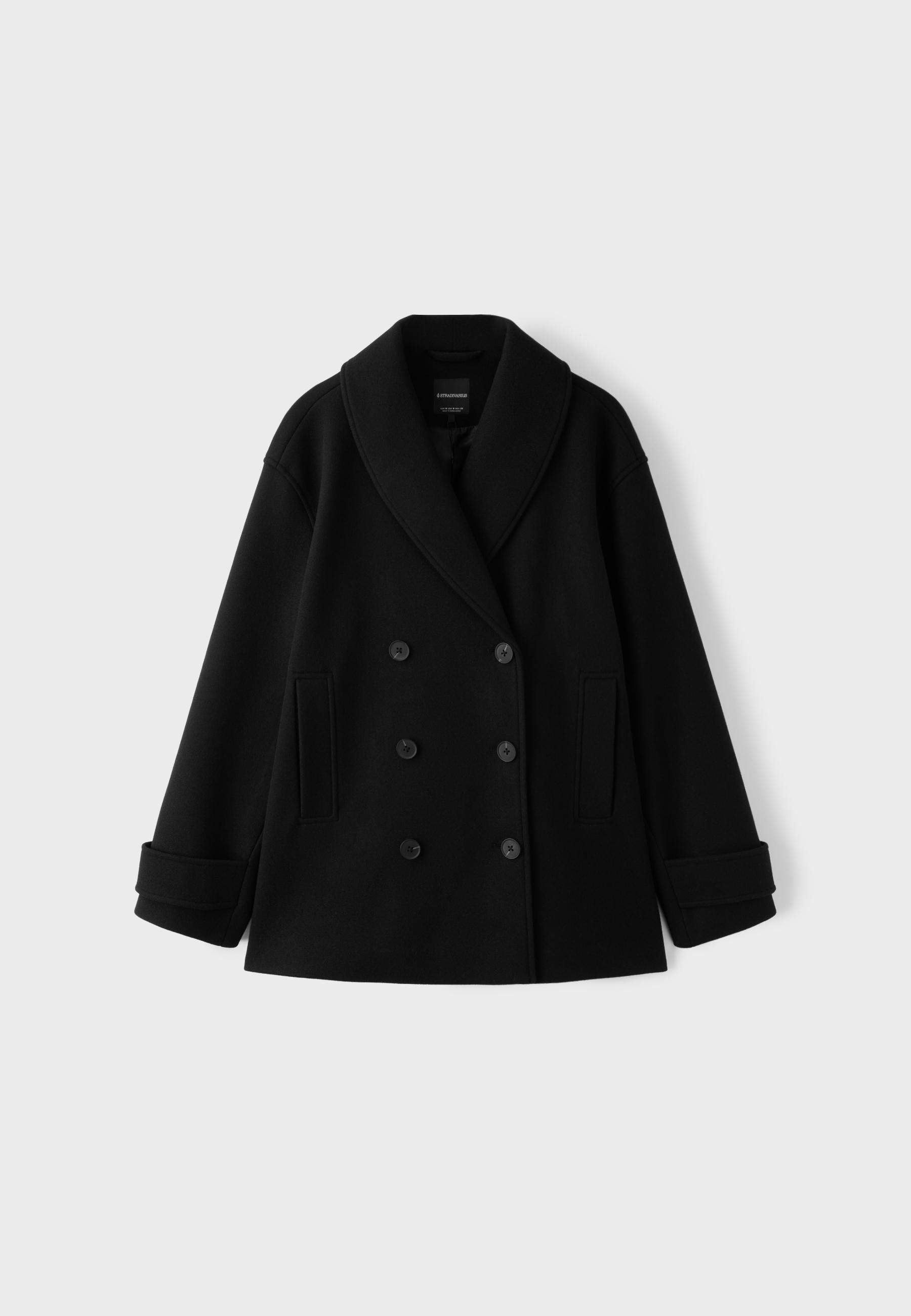 Shawl neck short coat — Black