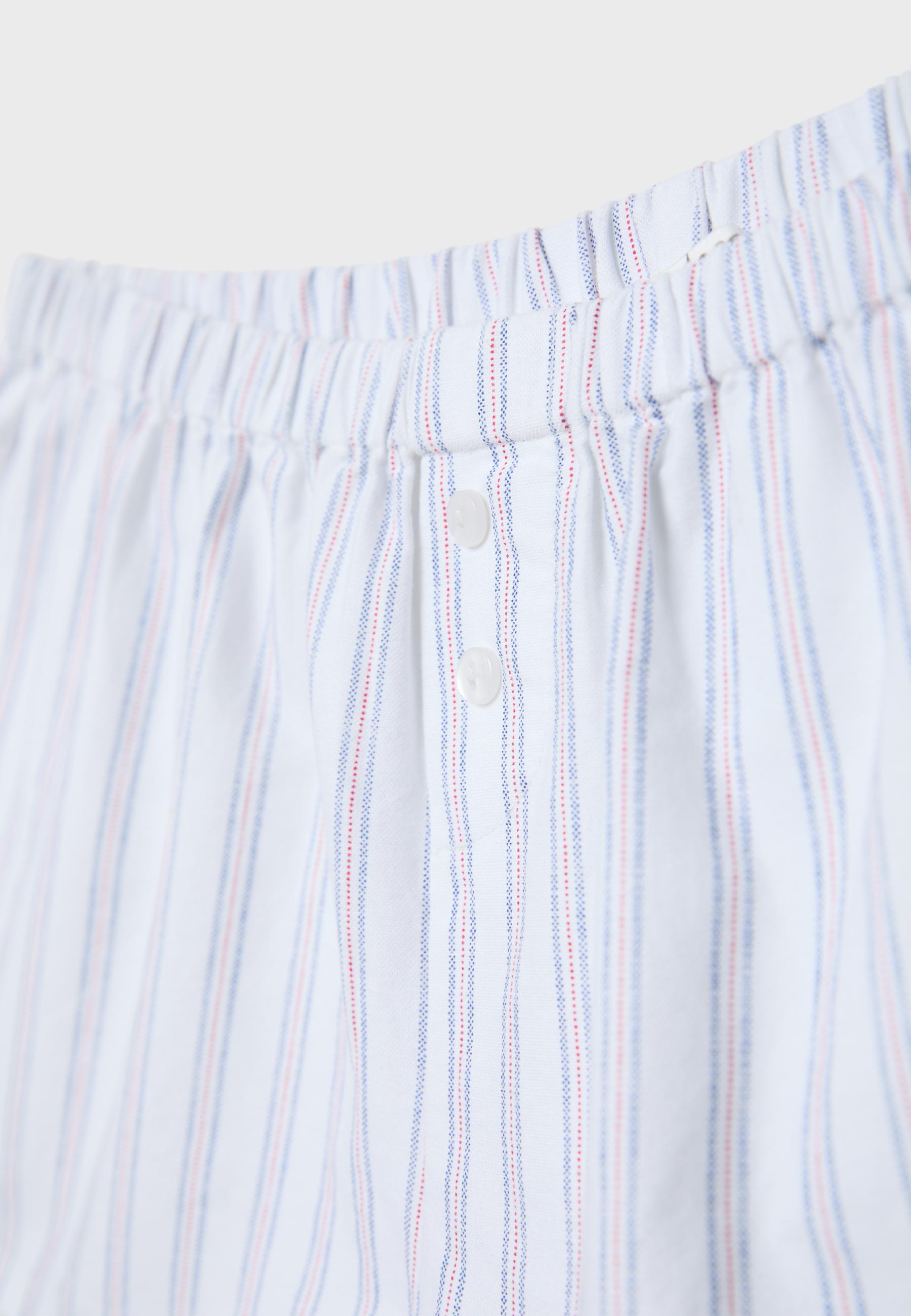 Striped buttoned mini shorts — Ecru